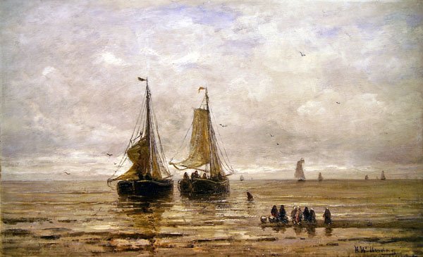 Coastal Scene (olja på duk) av Hendrik William Mesdag