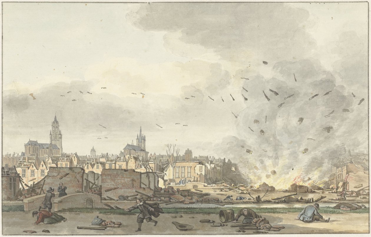 Explosionen av Kruithuis i Delft, 12 oktober 1654 av Hendrik de Winter (signed by artist)