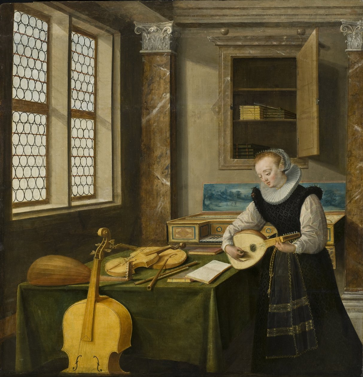 Dame jouant du luth - Lady Playing the Lute, av Steenwyck, Hendrick van, the Younger (1580-1649). Olja på trä. Mått: 65x64 cm. Nationalmuseum Stockholm av Hendrik van (c.1580 1649) Steenwyk