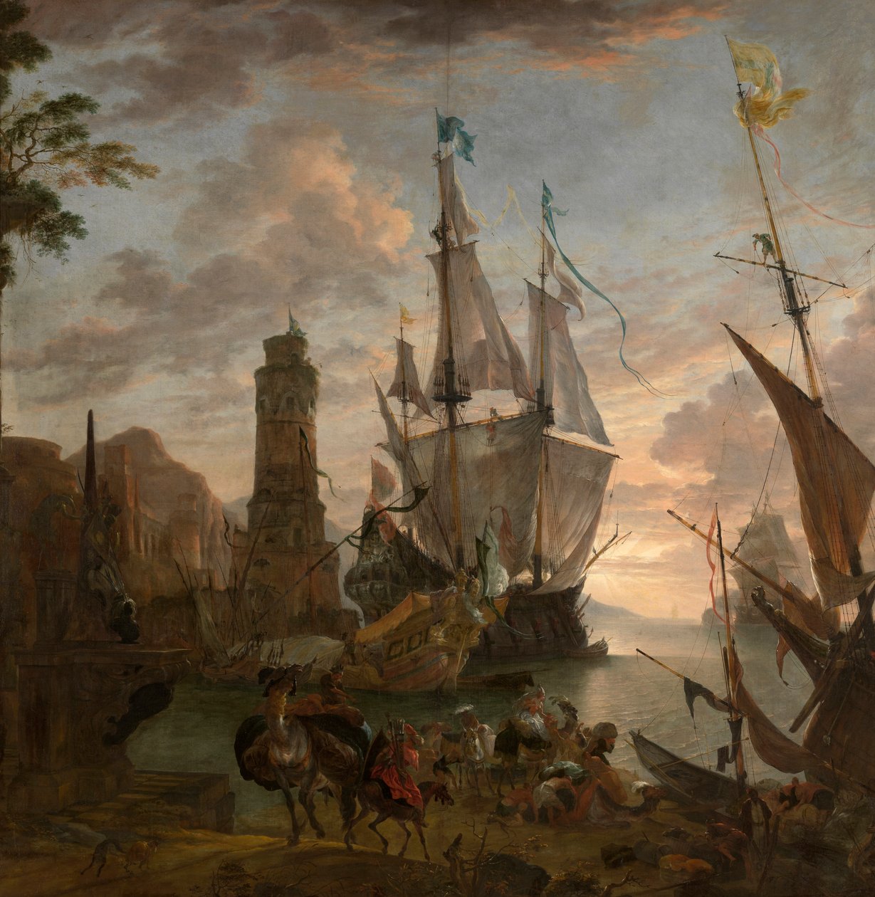 Oriental Seaport (olja på duk) av Hendrik van Minderhout