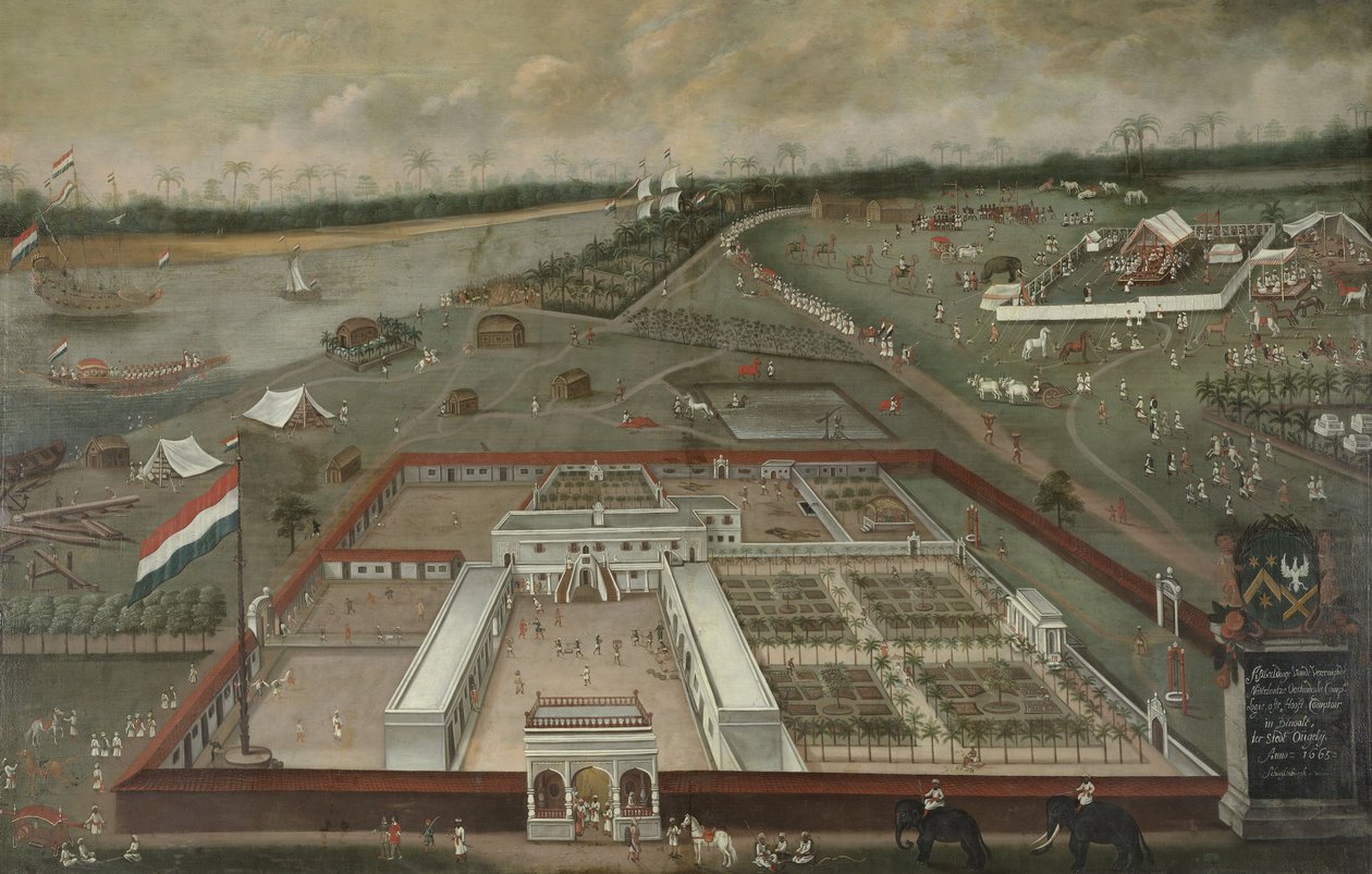 Nederländska Ostindiska kompaniets handelsstation vid Ganges i Hooghly, Bengal, 1665 av Hendrik van Schuylenburgh