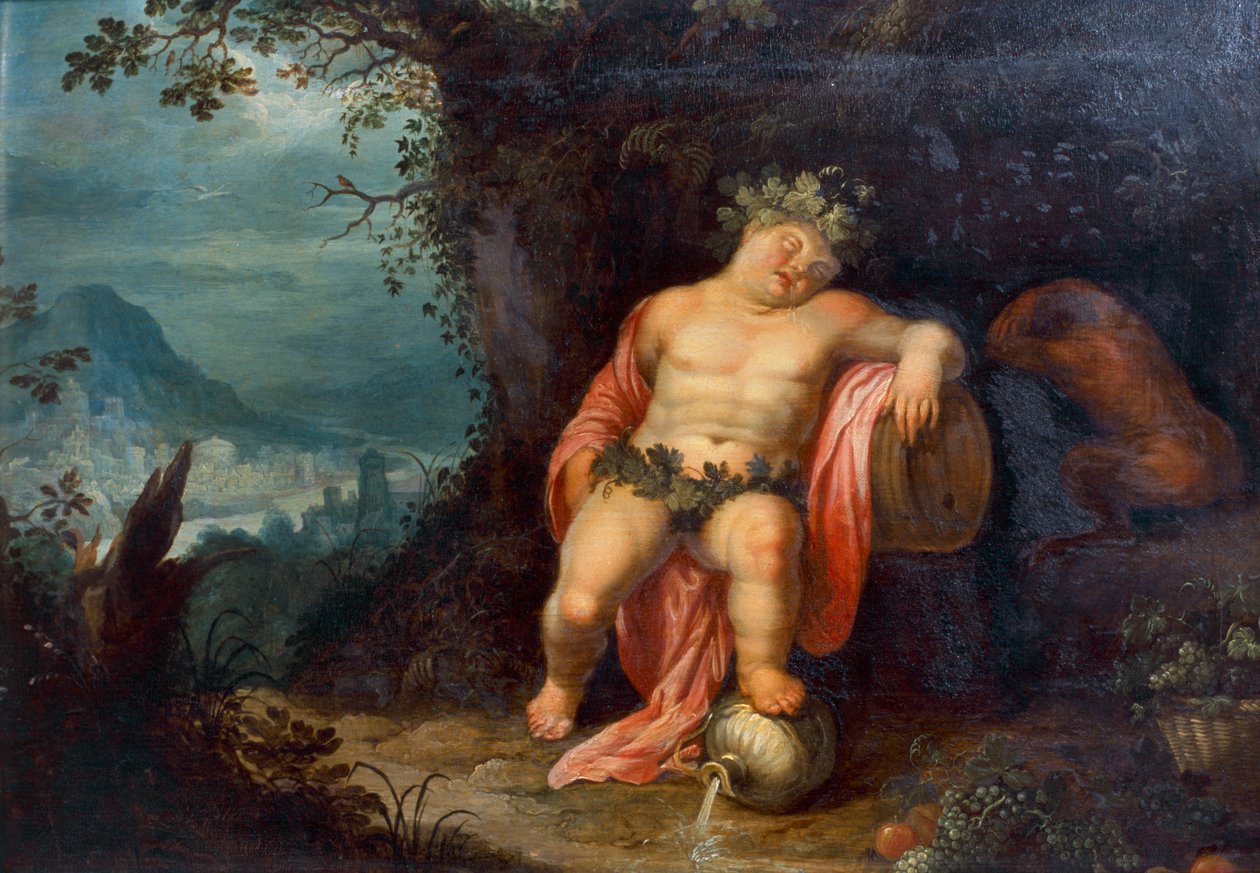 Bacchus Asleep (olja på duk) av Hendrik van the Elder Balen