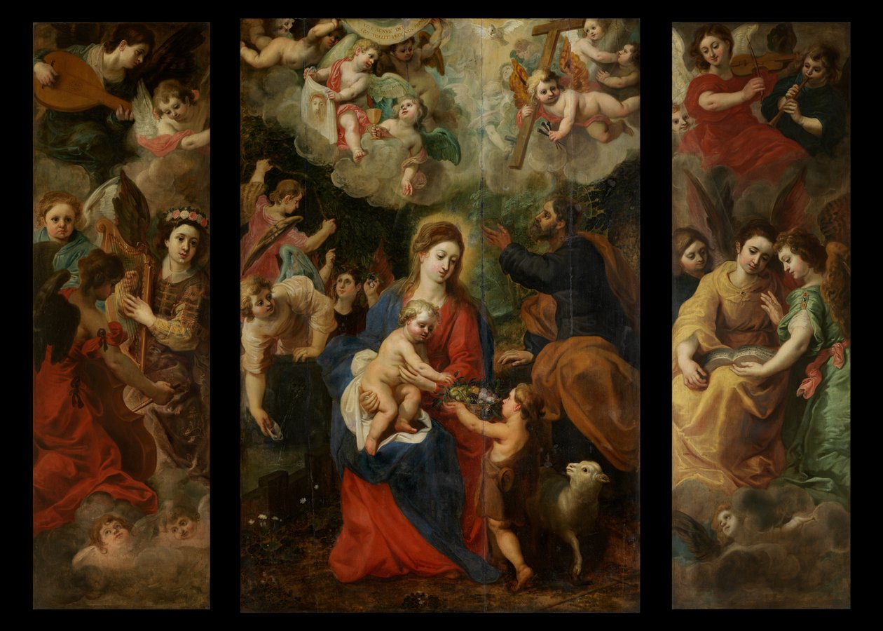 Helig familj med änglar (olja på panel) av Hendrik van the Elder Balen