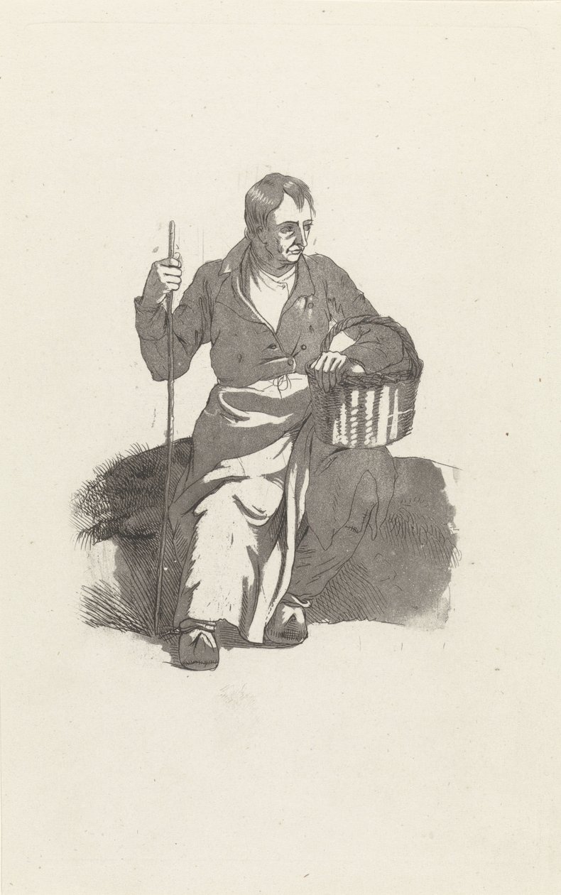 かごを持って座る男スウェーデン語 av Hendrikus van de Sande Bakhuyzen