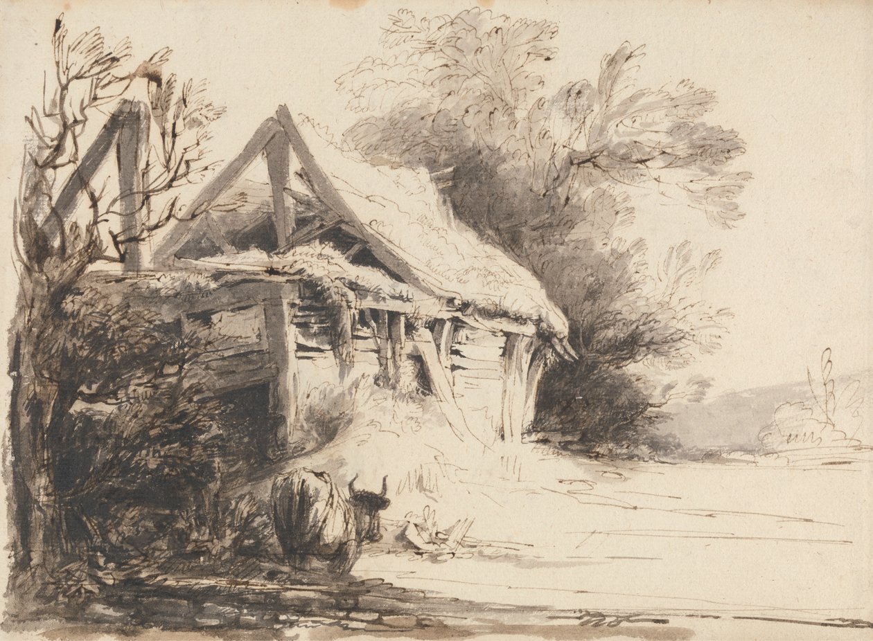 En gammal lada, träd och ko av Heneage Finch fourth Earl of Aylesford