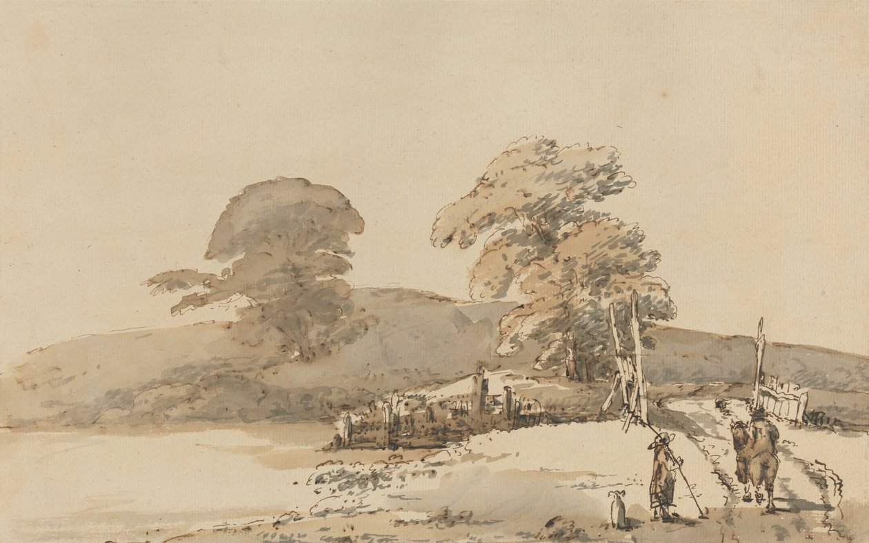 Landskap med en bro av Heneage Finch fourth Earl of Aylesford