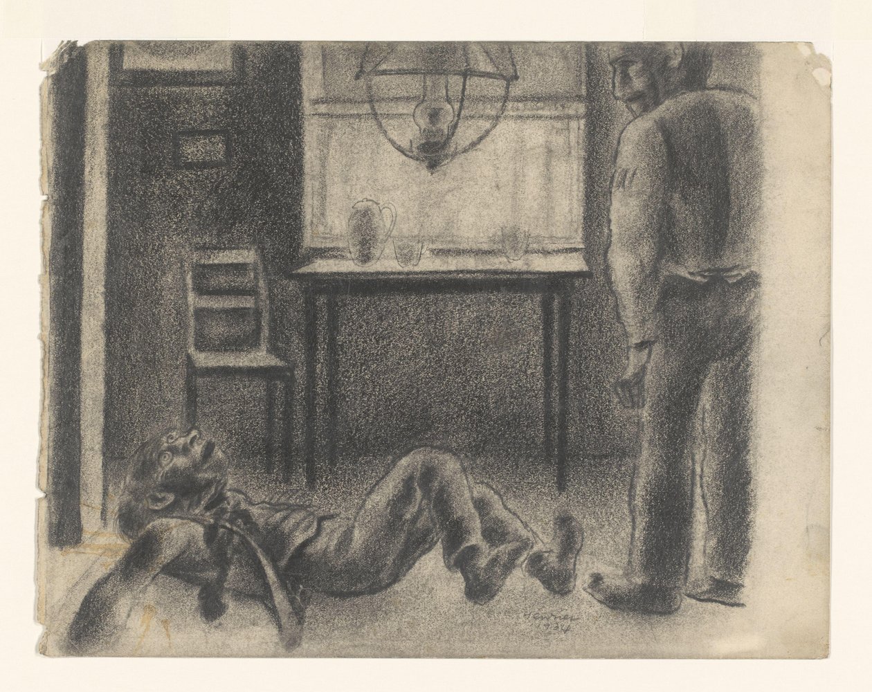 interiörscen av Henk Henriët (signed by artist)