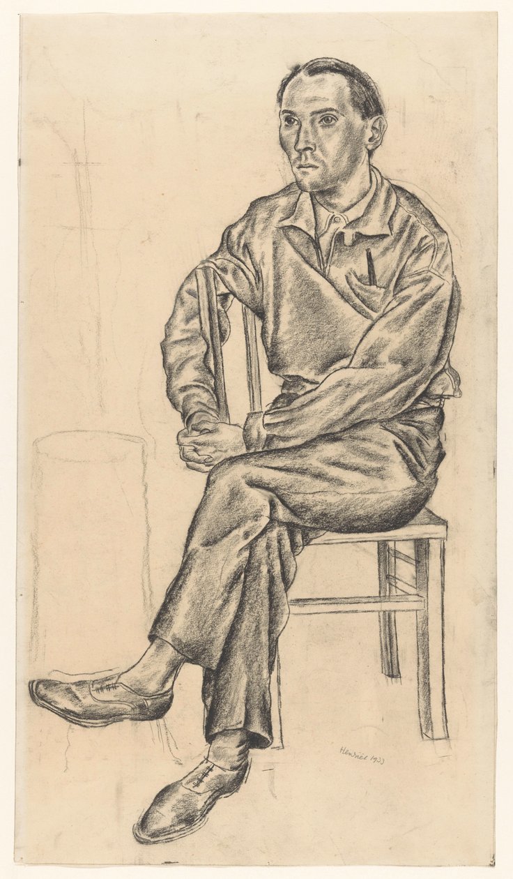 Sittande man på en stol av Henk Henriët (signed by artist)