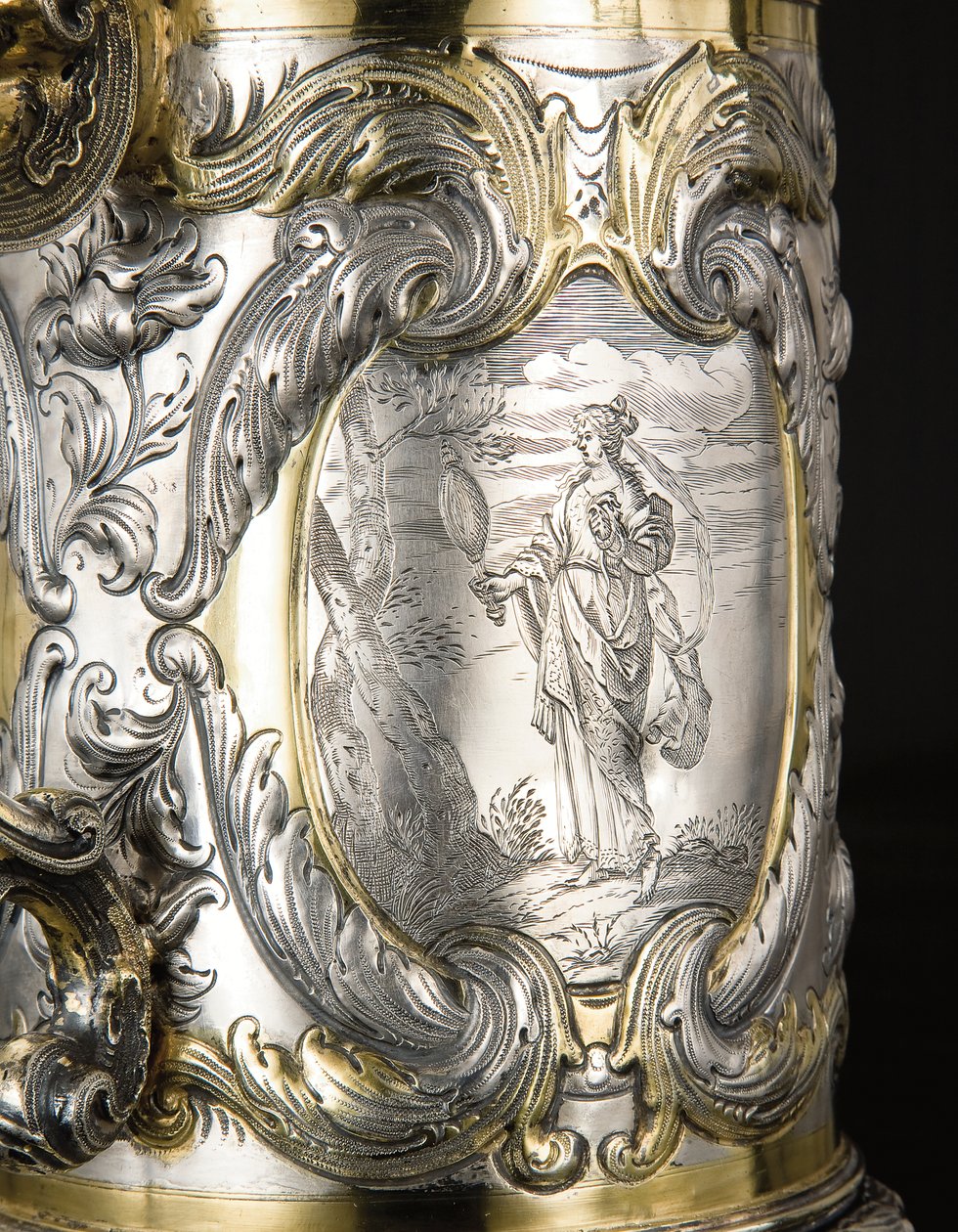 Detalj av en kruka, Danzig, ca 1670 (paket förgyllt silver) (se även 469708 och 469710) av Hennick (attr. to) Probst