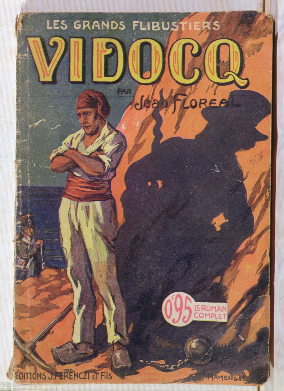 Vidocq i straffkolonin, omslaget till boken "Vidocq" av Jean Floreal, utgiven av J. Ferenczi, 1925 (färggravyr). av Henri Armengol