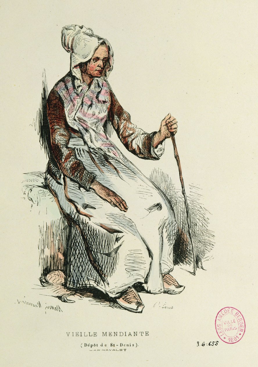 Gammal tiggarkvinna av Henri Bonaventure Monnier