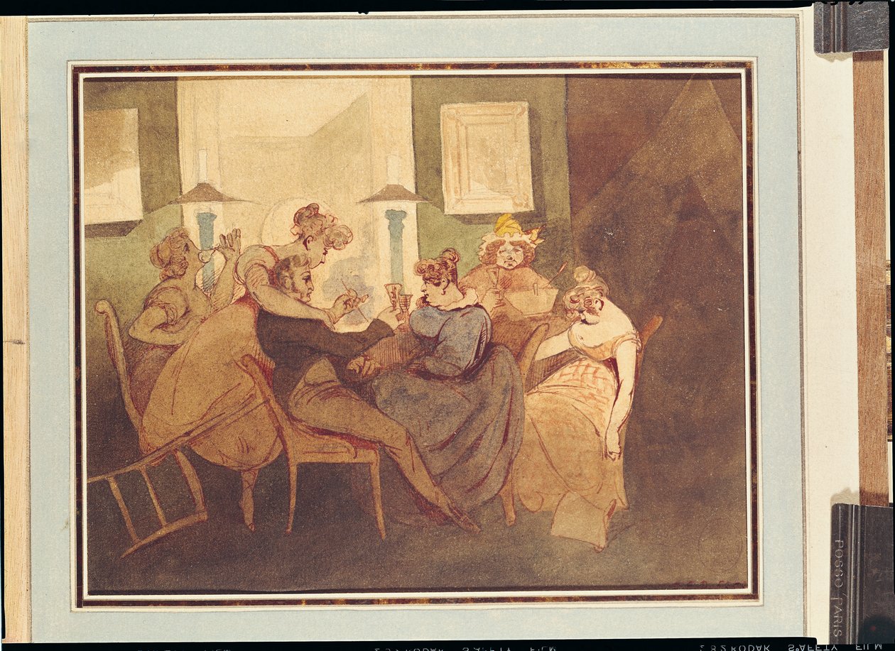 Kortspelet, efter 1830 av Henri Bonaventure Monnier