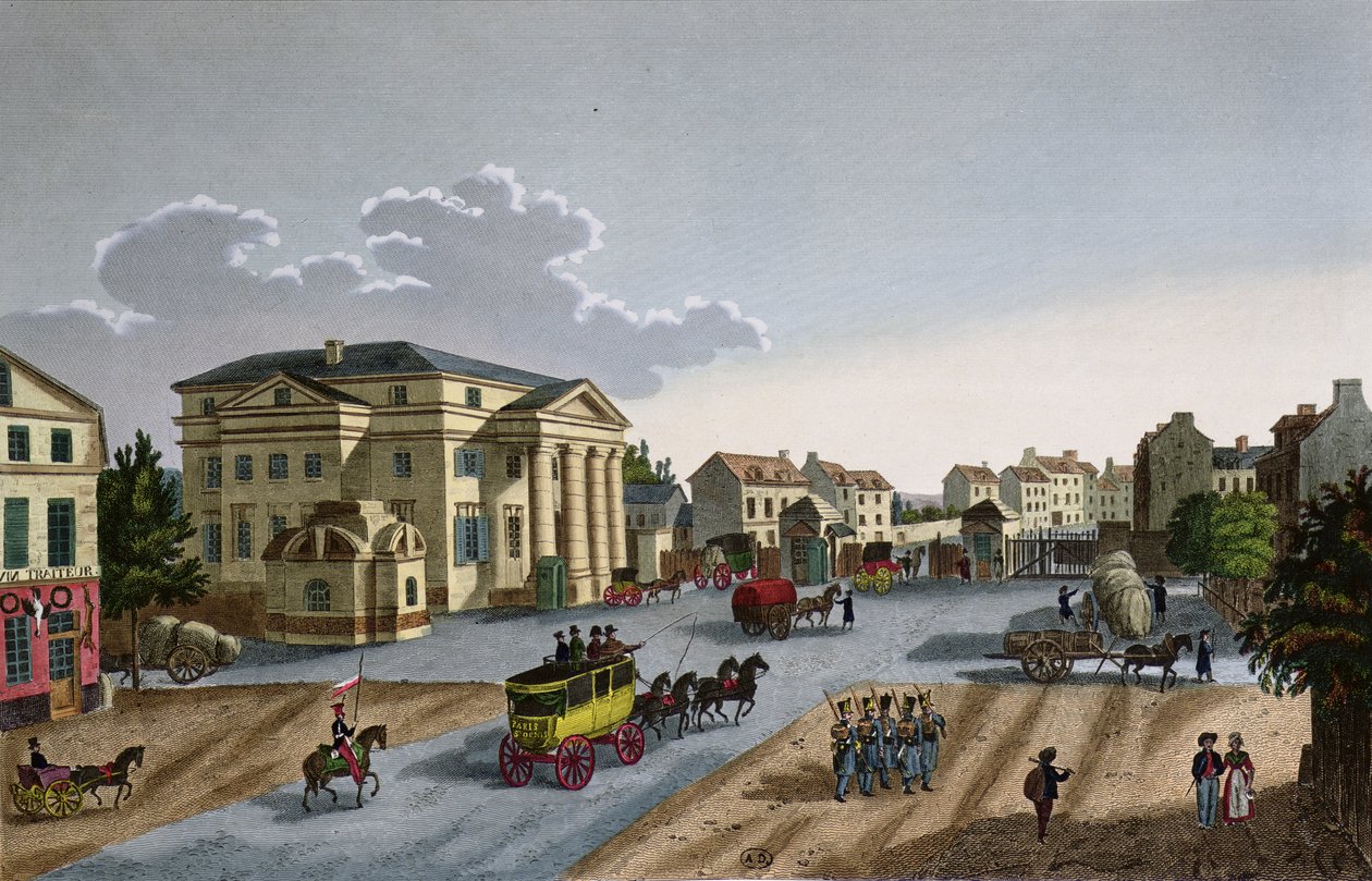 Barriere Saint Denis, ca 1815-20 (färggravyr) av Henri Courvoisier Voisin