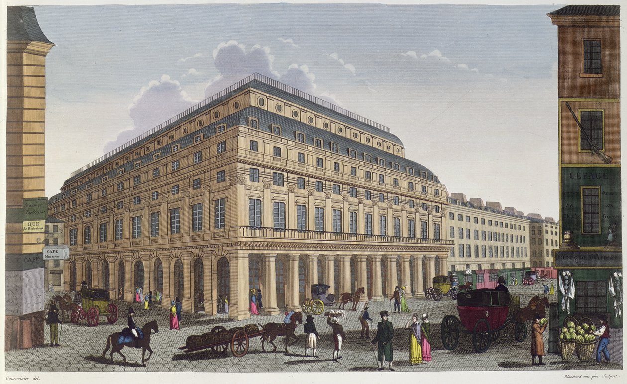 Le Theatre Francaise (Comedie Francaise) c.1815-20 (färggravyr) av Henri Courvoisier Voisin