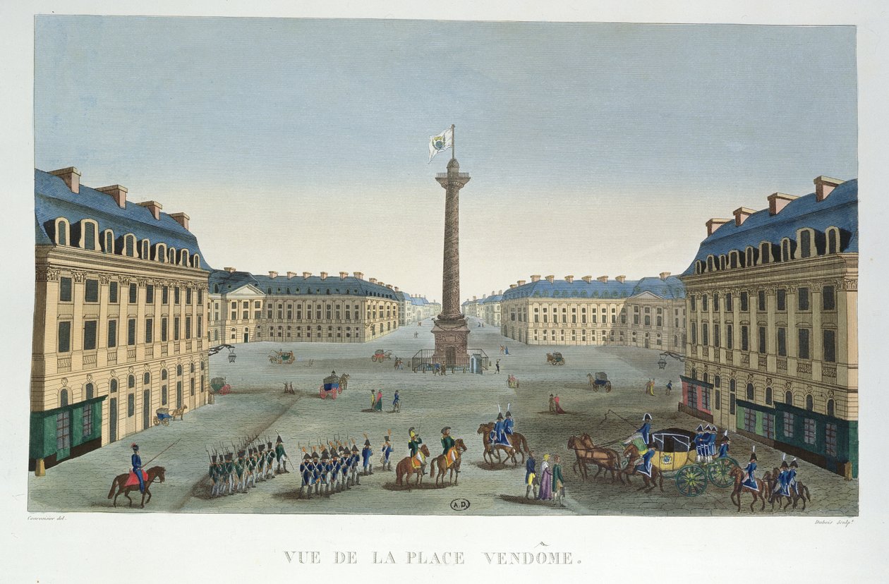 Place Vendome, ca 1815-20 (färggravyr) av Henri Courvoisier Voisin