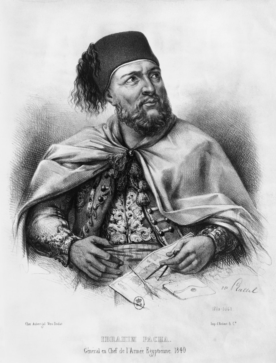 Porträtt av Ibrahim Pasha, 1840 av Henri Daniel Plattel