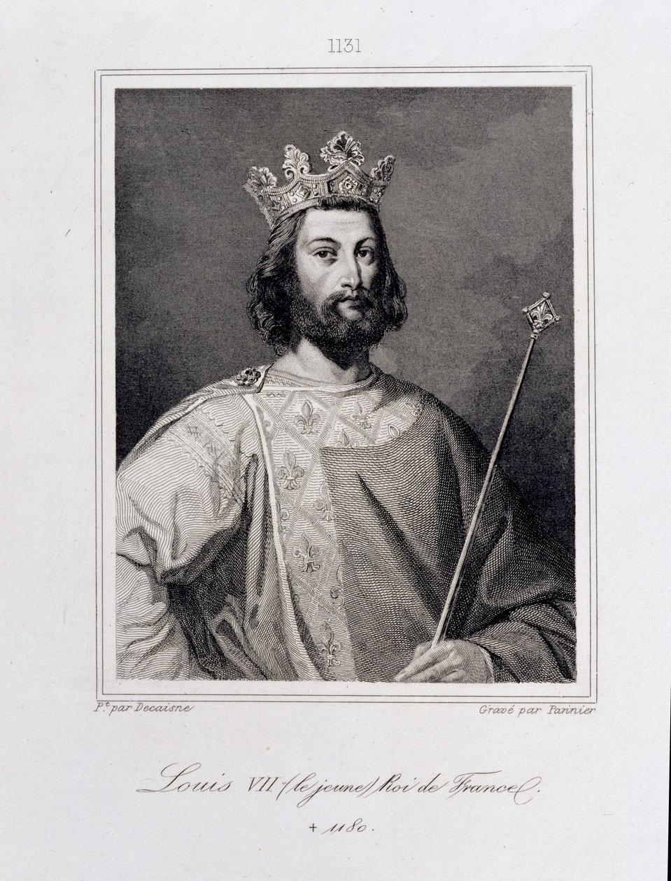 Ludvig VII, den "yngre" kungen av Frankrike (ca 1120-80) graverad av Pannier av Henri Decaisne