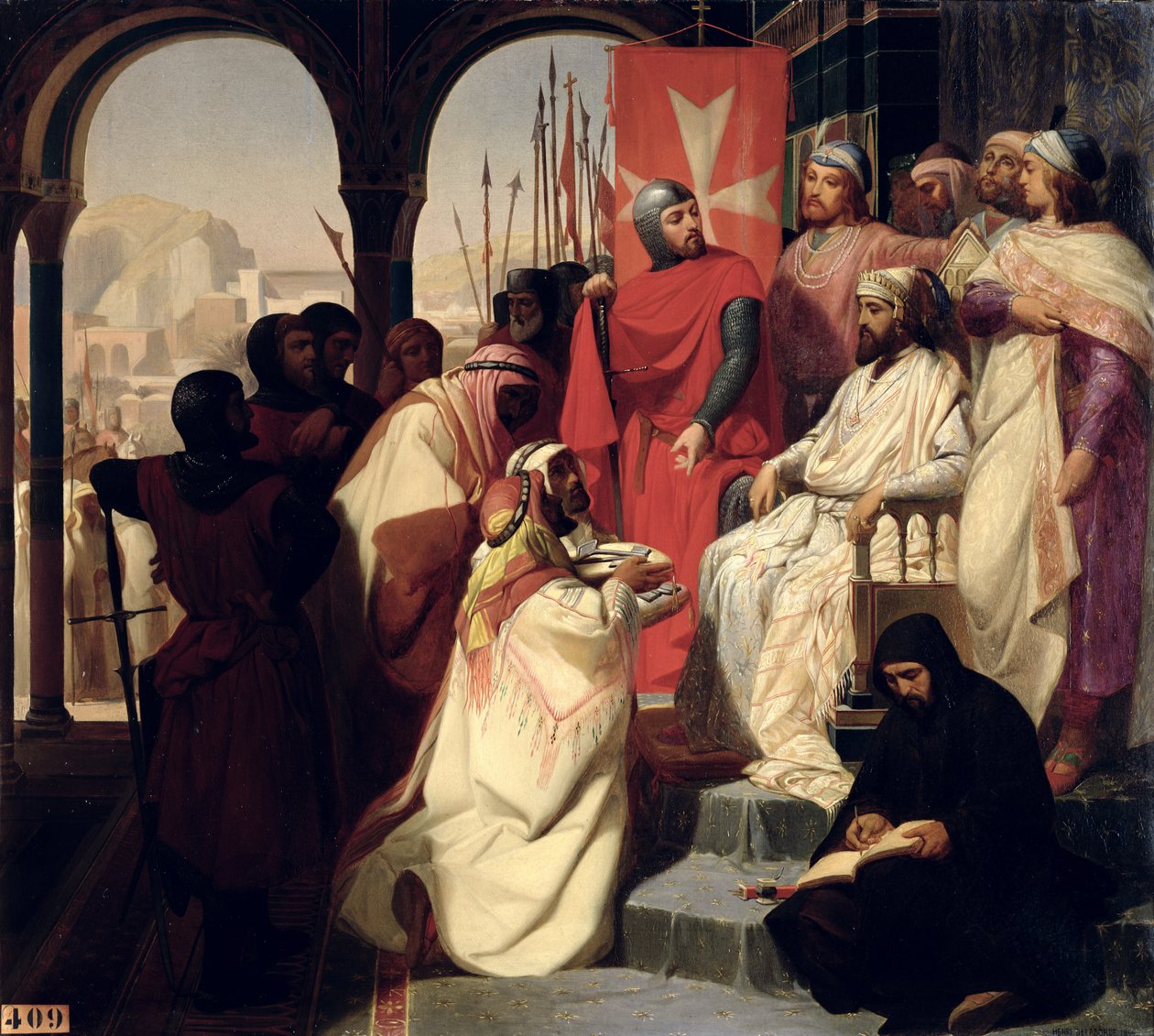 Riddare av Johannesorden av Jerusalem återupprättade religionen i Armenien 1347, 1844 av Henri Delaborde