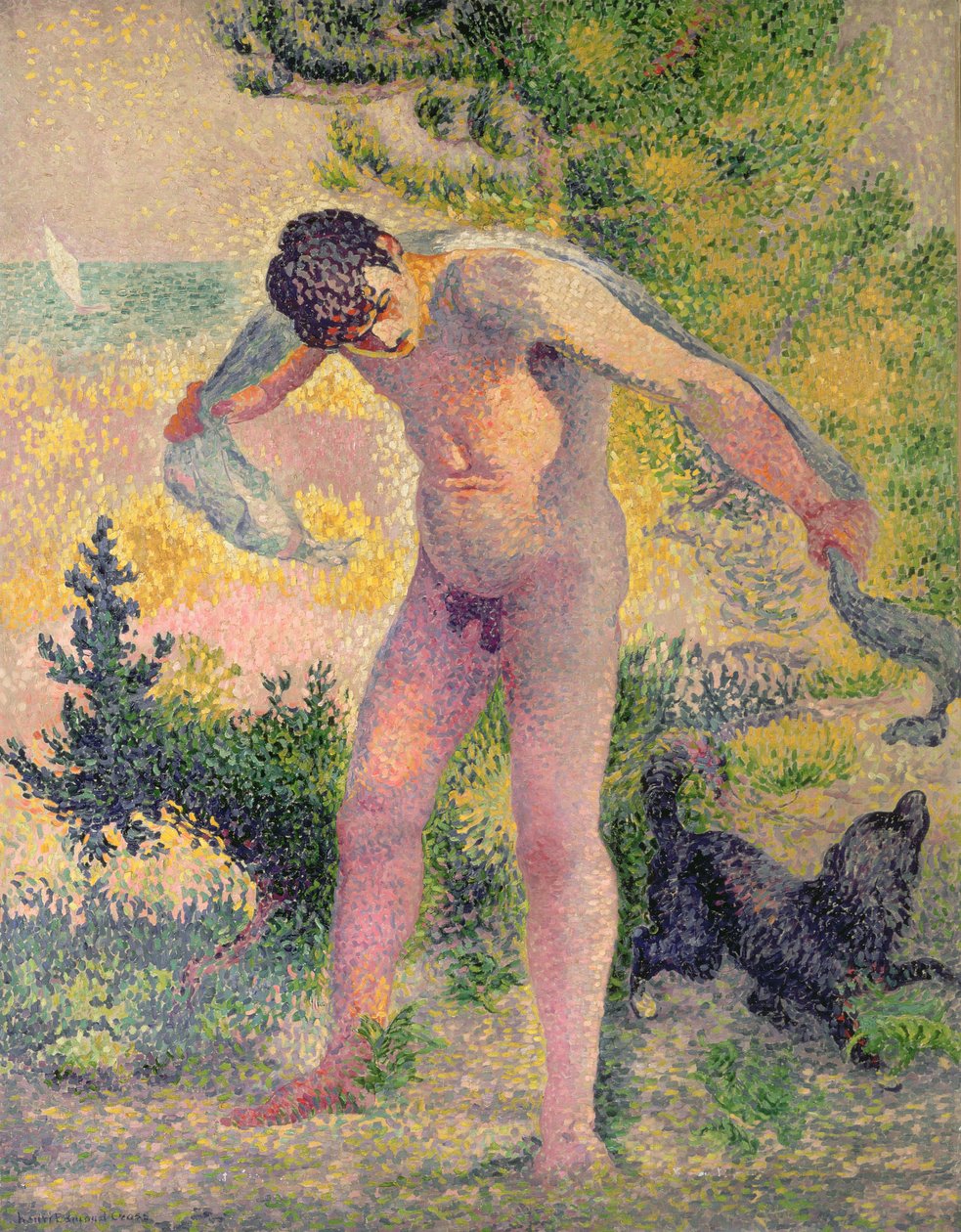 Badare torkar sig i St. Tropez, 1893 av Henri Edmond Cross