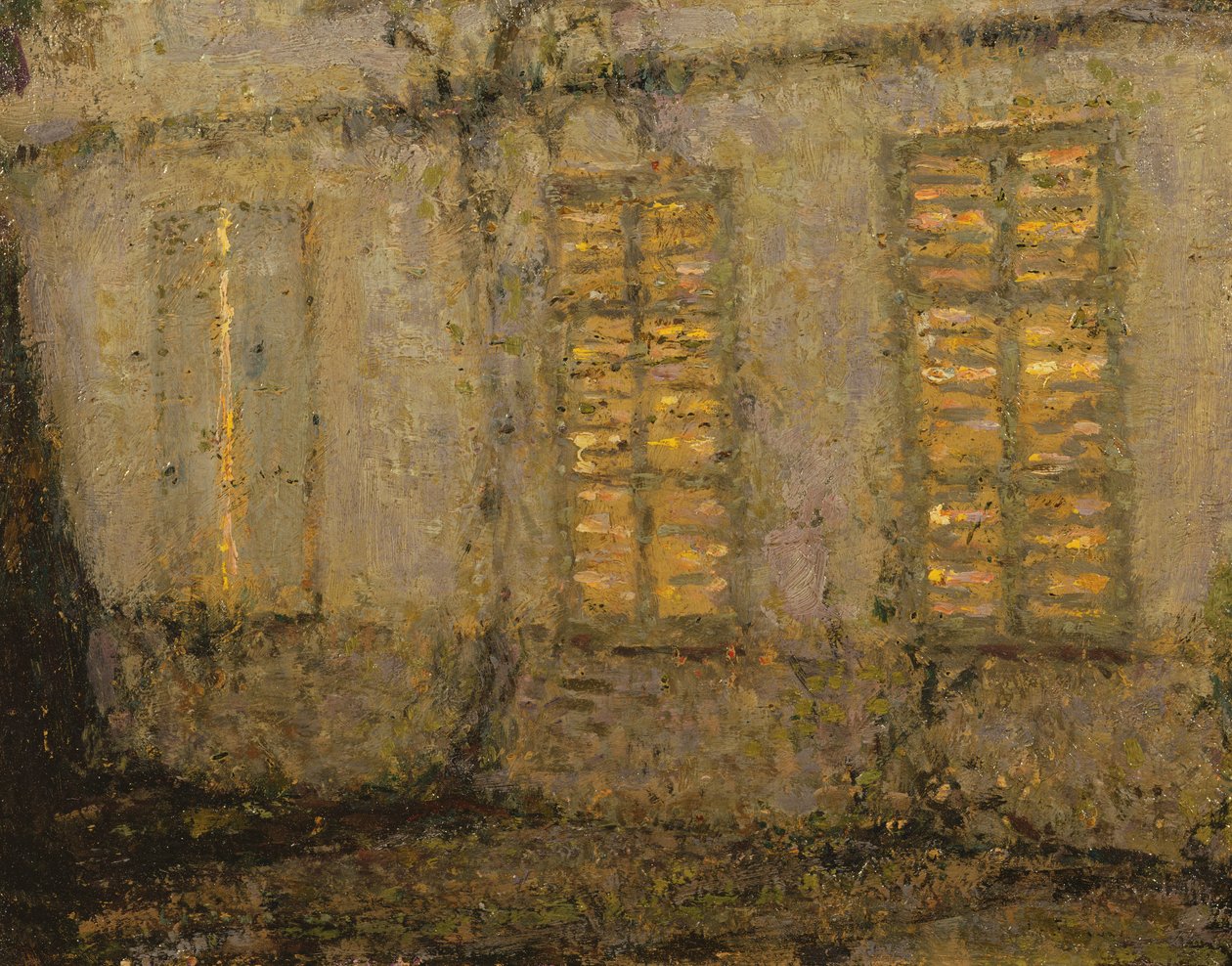 Stängda fönsterluckor, månsken, Gerberoy, c.1932 av Henri Eugene Augustin Le Sidaner