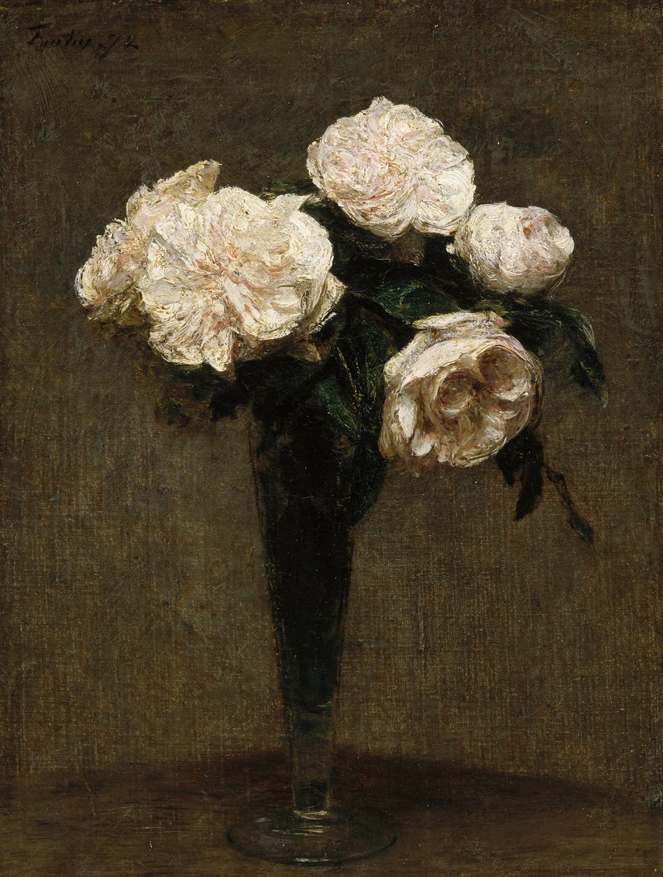 Rosor i en vas av Ignace Henri Jean Fantin Latour