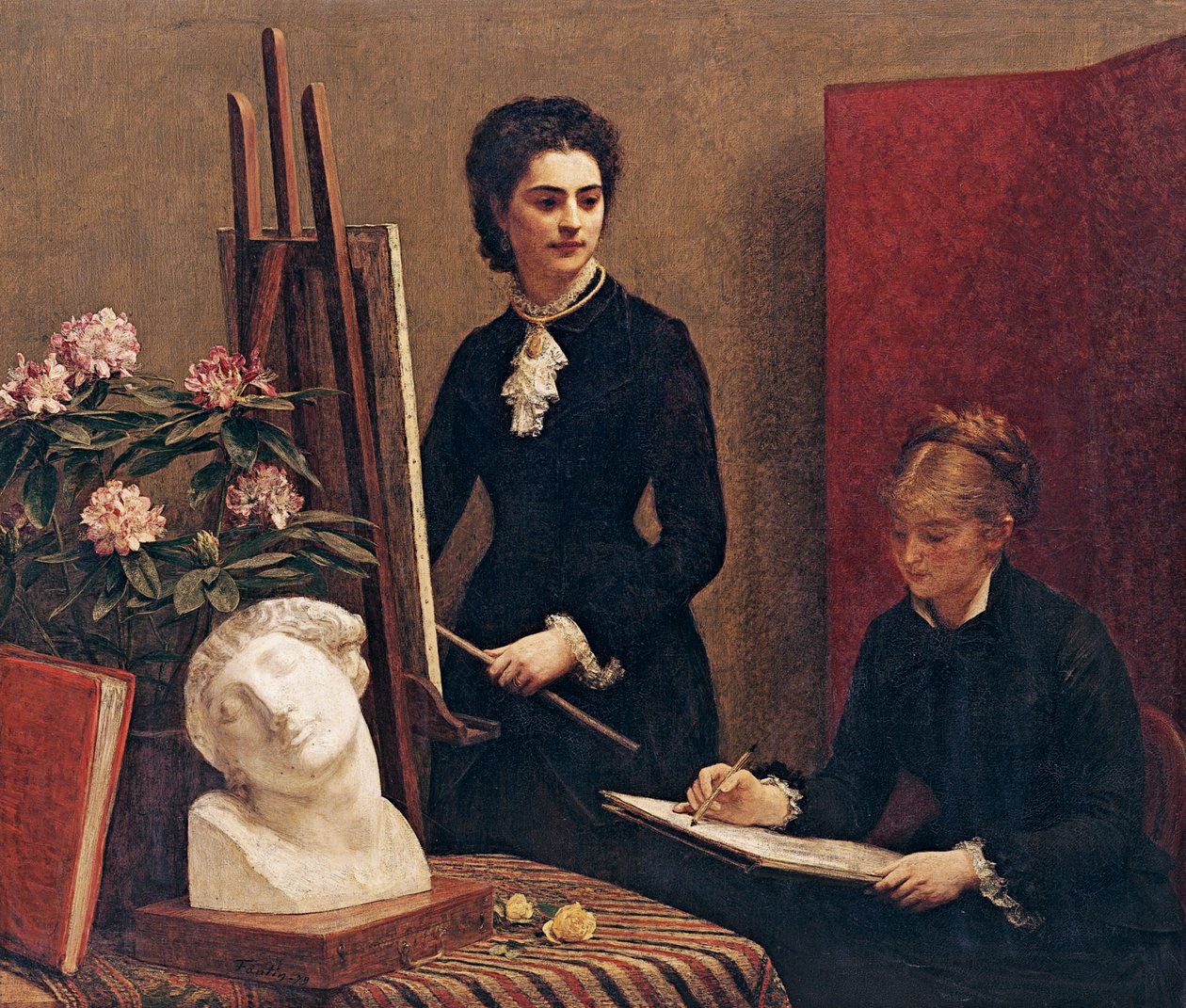Drawing lesson in the workshop av Ignace Henri Jean Fantin-Latour