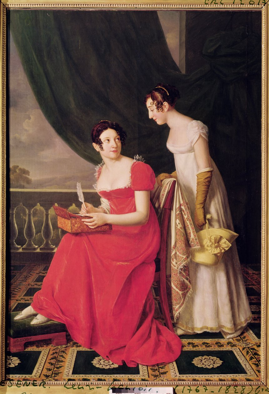 Madame Riesener och hennes syster, Madame Longroy, 1802 av Henri Francois Riesener
