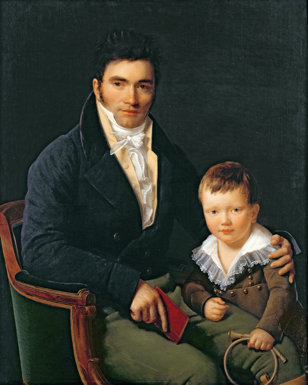 Porträtt av en medlem av familjen Barbet med sin son av Henri Francois Riesener