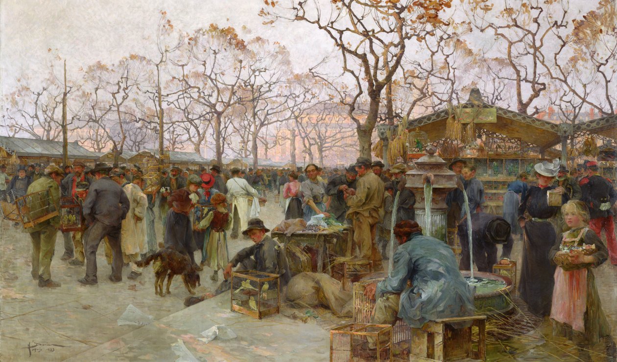 Den parisiska fågelmarknaden av Henri Gaston Darien