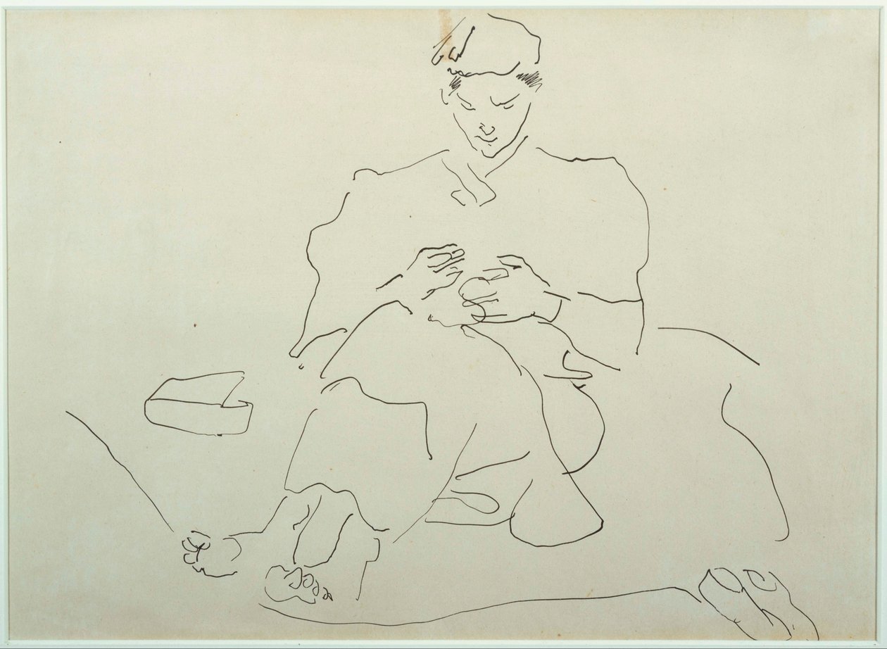 Seated Figure Sewing av Henri Gaudier Brzeska