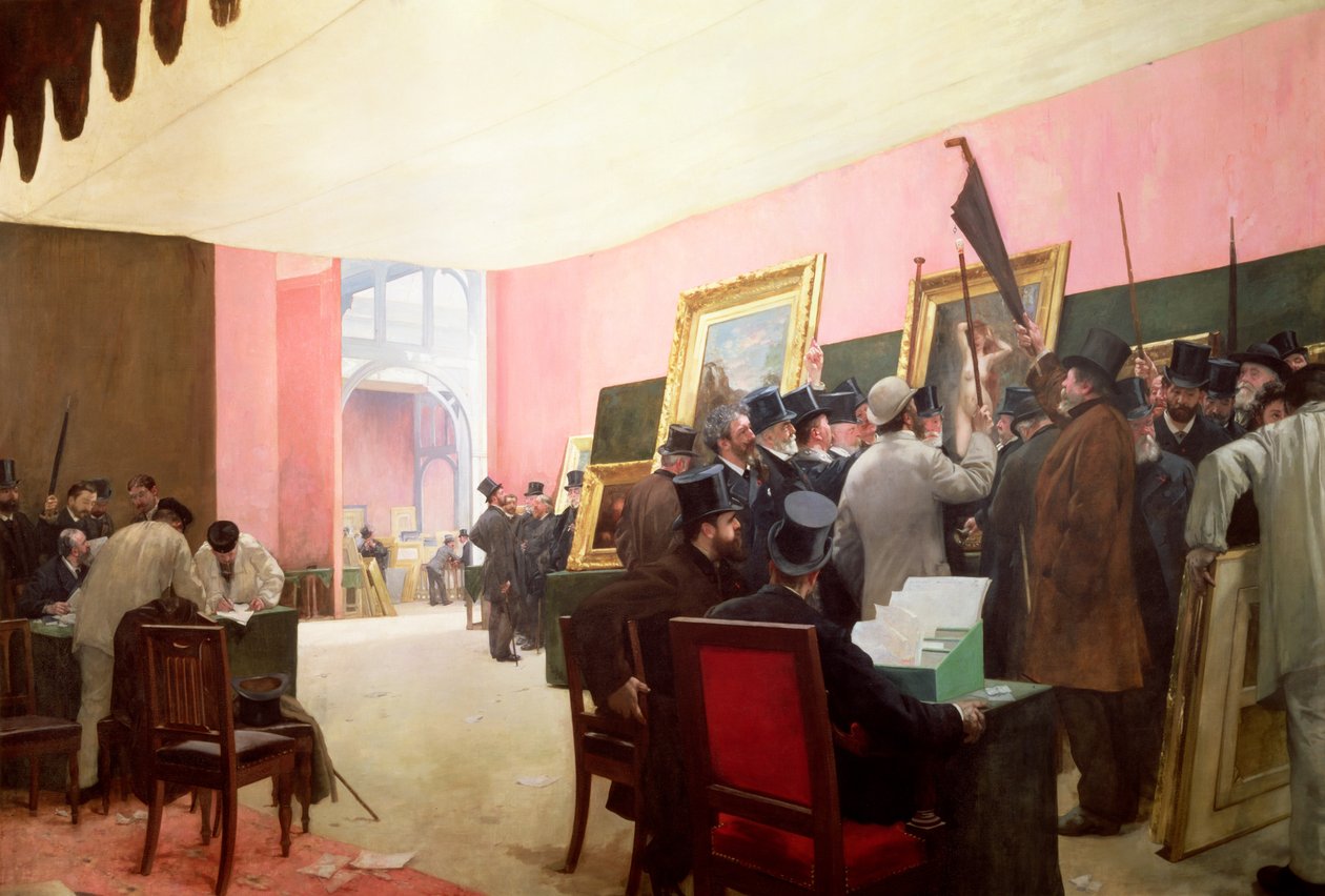 Ett möte för domarna i Salon des Artistes Francais, 1885 av Henri Gervex