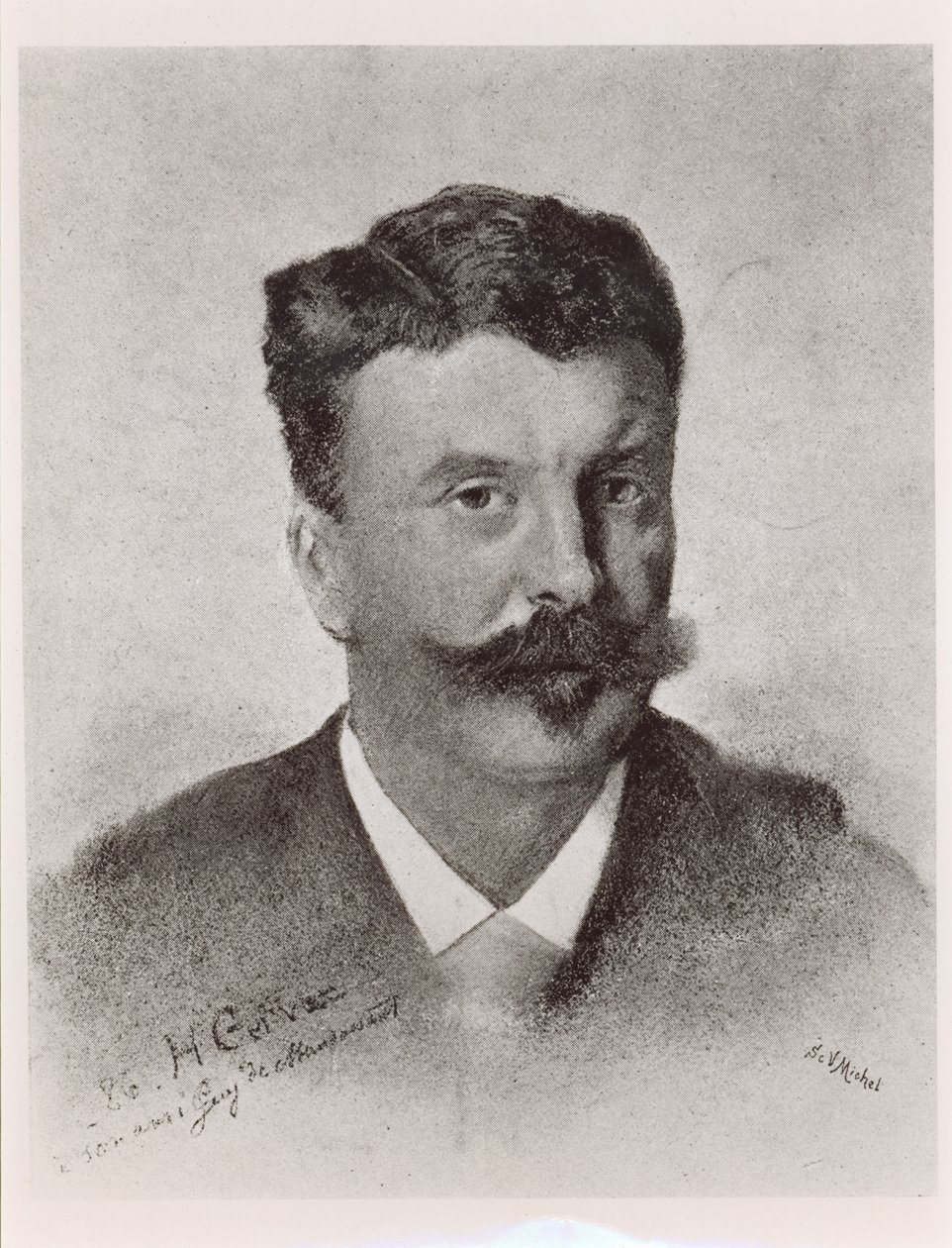 Guy de Maupassant (1850-93), graverad av Victor Augustin Michel (1828-91) av Henri Gervex