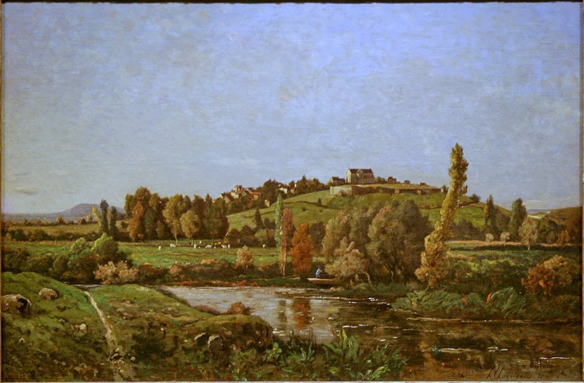  Landscape in AuvergnenFrancais : Paysage en Auvergnen  av Henri Joseph Harpignies