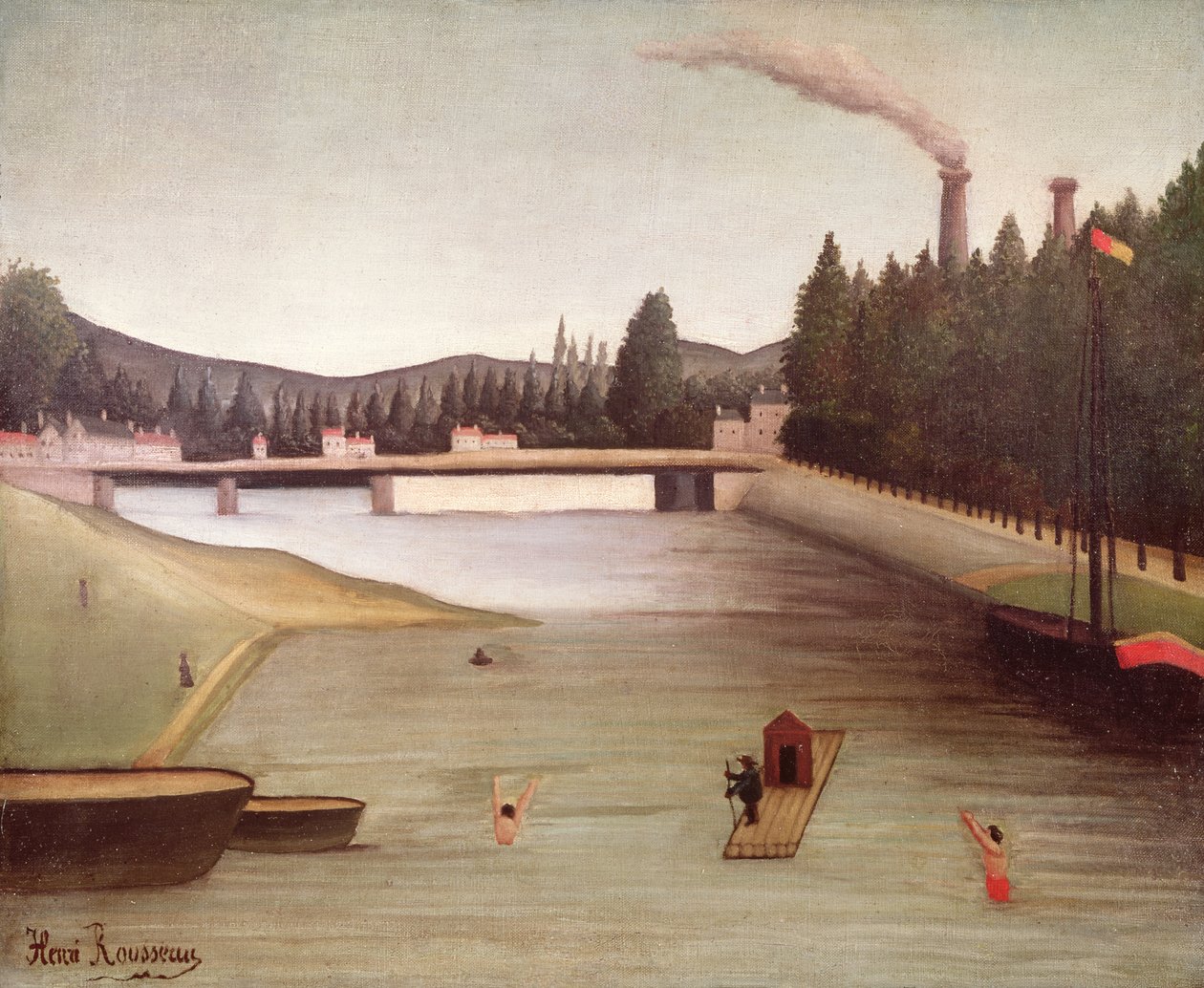 Bad i Alfortville av Henri Rousseau