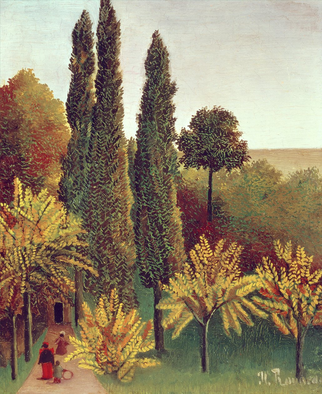 Stigen i parken Buttes Chaumont, Paris, 1908 av Henri Rousseau