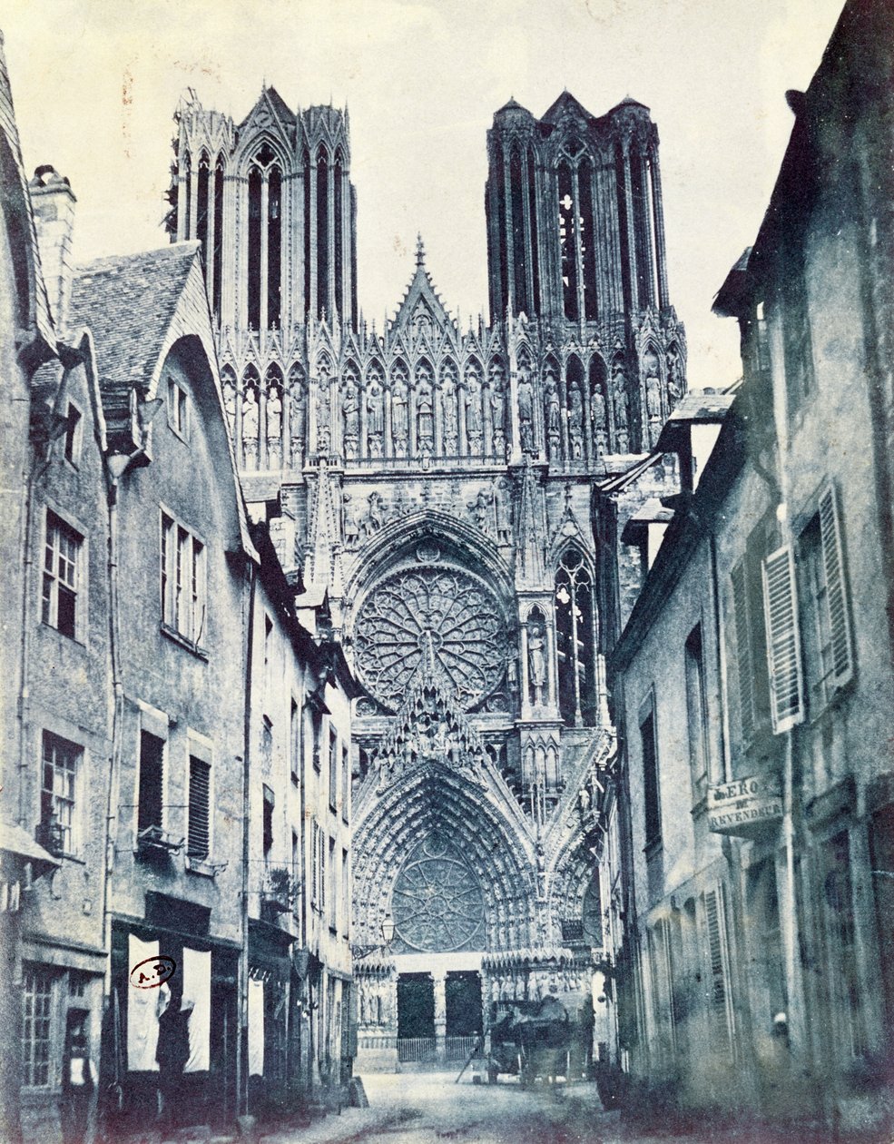 Katedralen i Reims omkring 1851 (cyanotyp) av Henri Jean Louis Le Secq