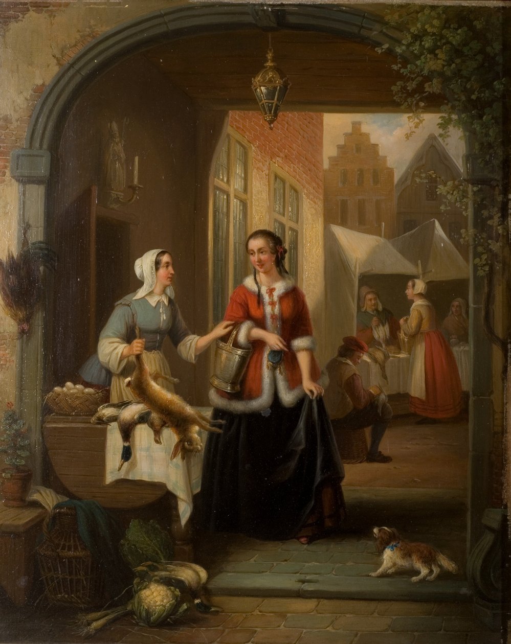 Den nederländska marknadsscenen av Henri Joseph Gommarus Carpentero