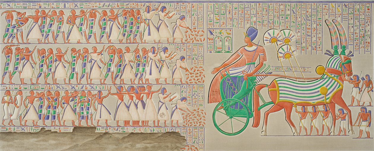 Basrelief vid Medynet-Abou, kungapalatset i Thebe, volym I, plåt 12, från 