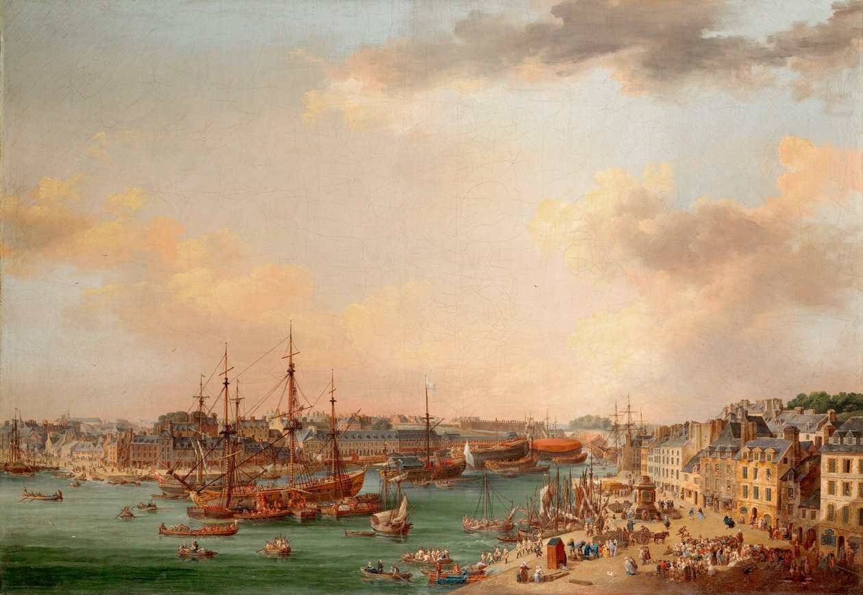 Ytterhamnen i Brest av Henri Joseph Van Blarenberghe