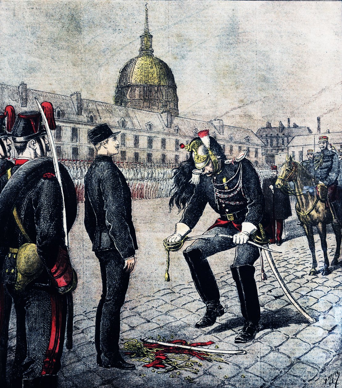 Alfred Dreyfus fråntagen sin rang av Henri Meyer