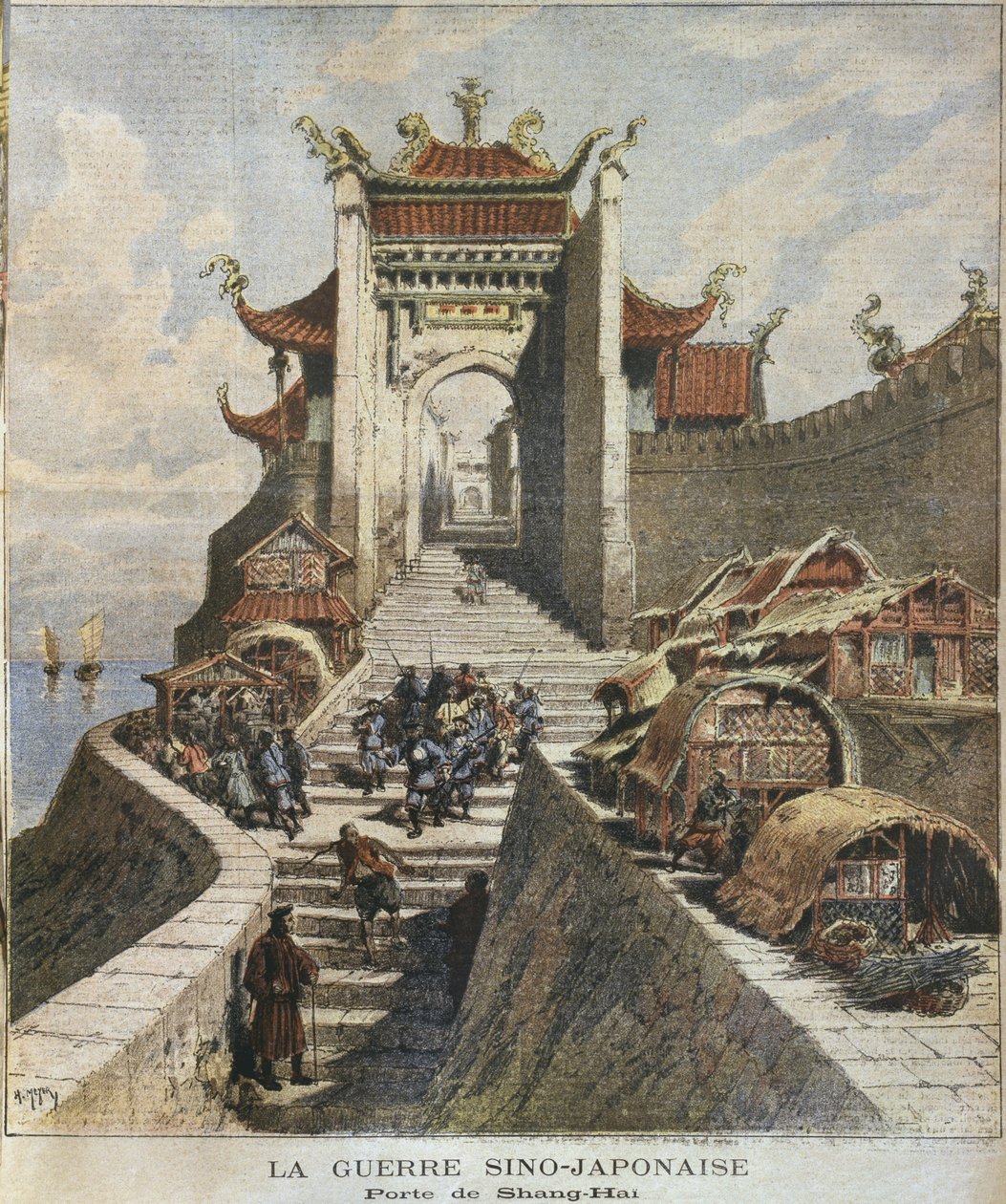 Sino-japanska kriget, Shanghai-porten, illustration från 