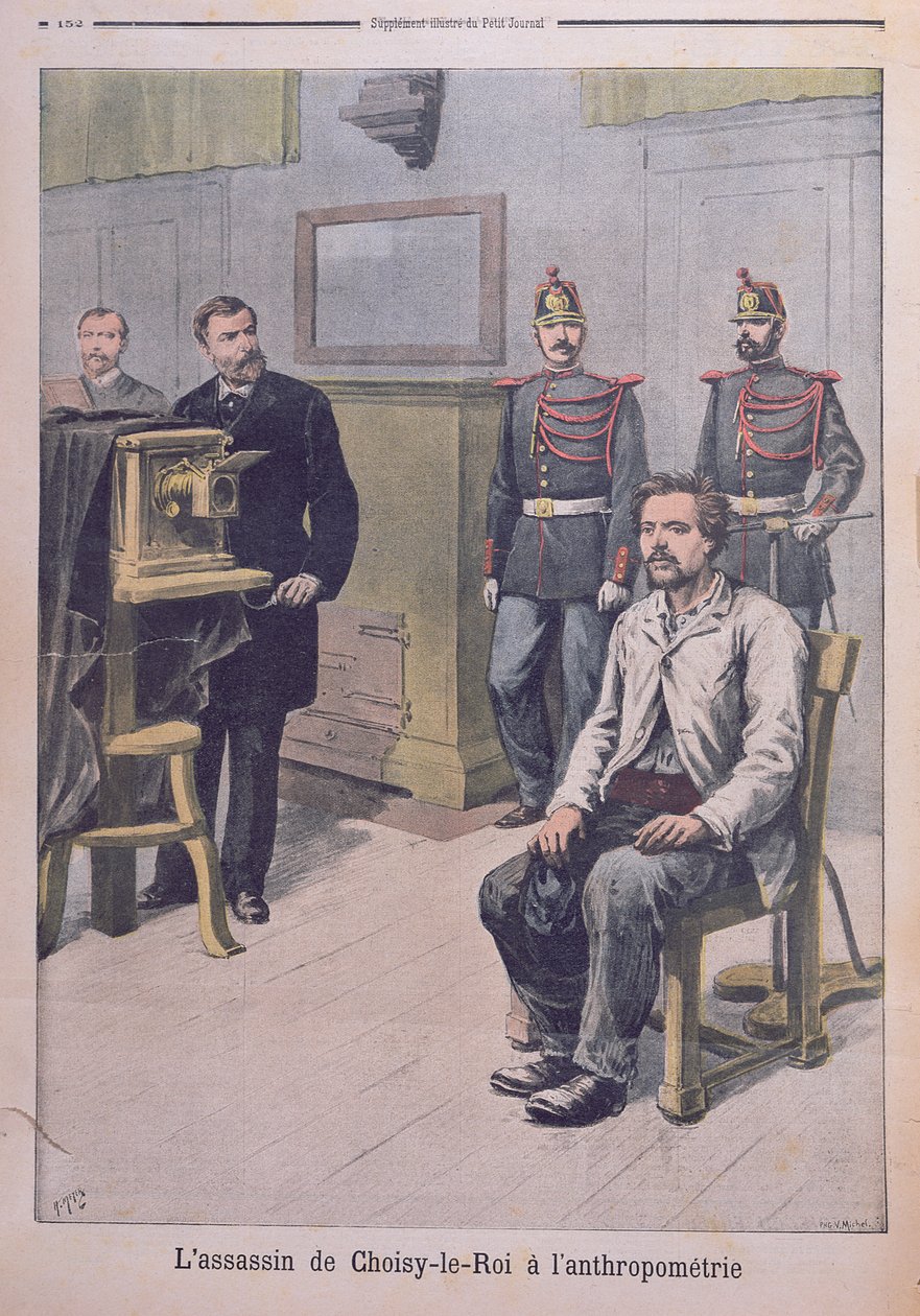 Mördaren av Choisy-le-Roy fotograferas inför professor Bertillon, från 