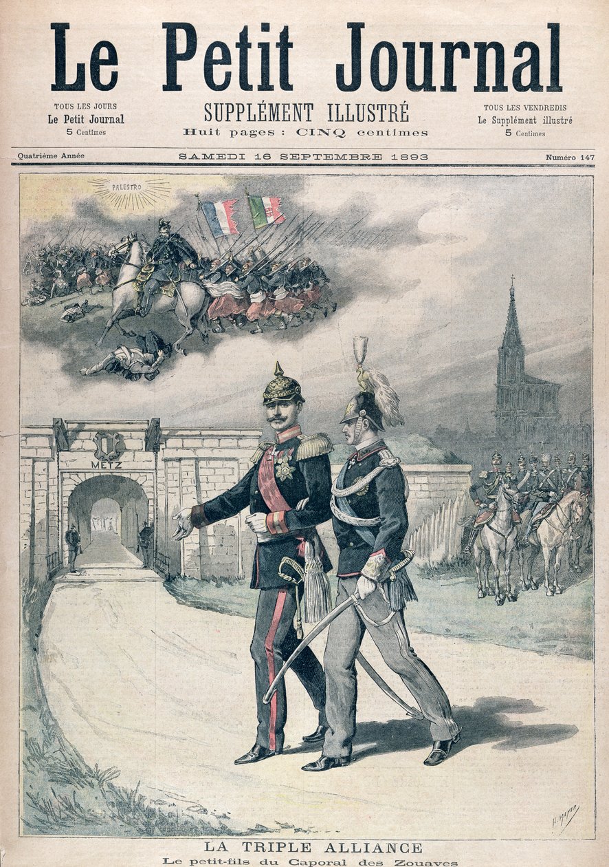 Trippelalliansen, illustration från "Le Petit Journal" 1893 av Henri Meyer