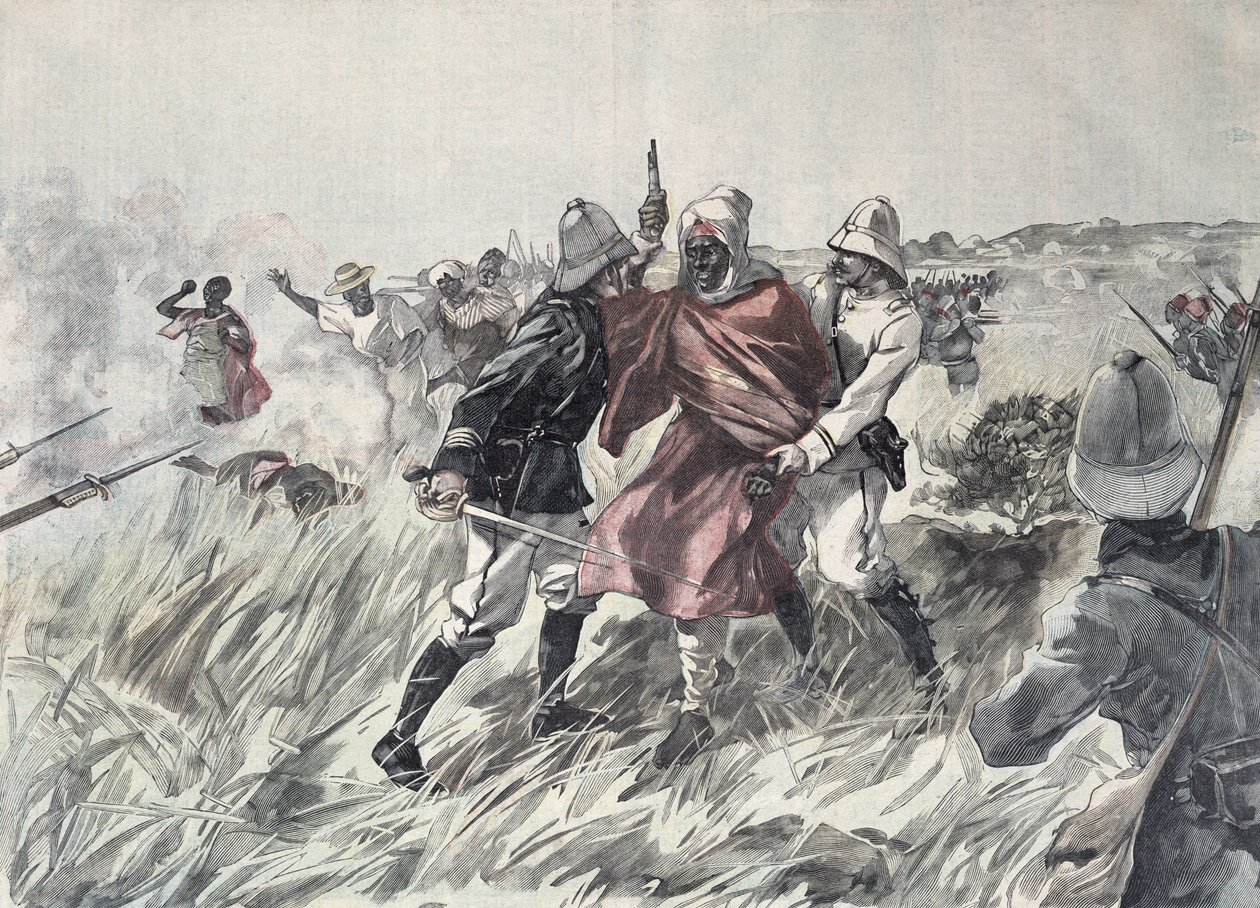 Infångandet av Toure Samory (ca 1835-1900) av löjtnant Jacquin nära Guelemou 1898, från 