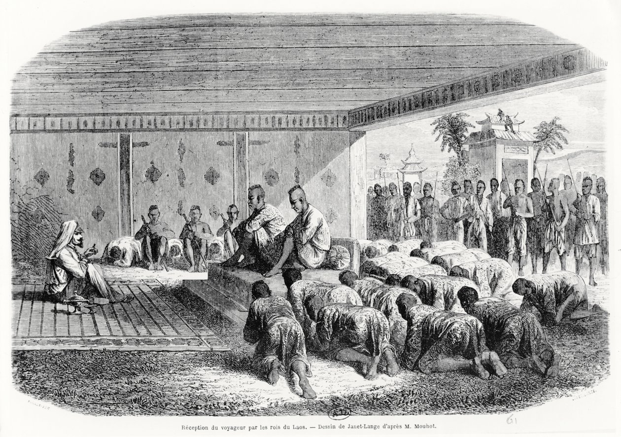 Mottagande av en resenär av kungen av Laos, 1861 av Henri Mouhot
