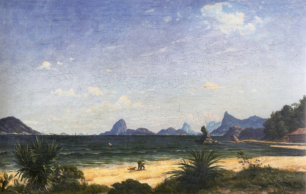Entrance to the bay of Rio de Janeiro as seen from Icarai beach at Niteroi av Henri Nicolas Vinet
