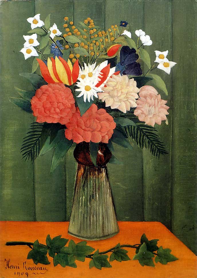 Bouquet of Flowers with an Ivy Branch  av Henri Rousseau
