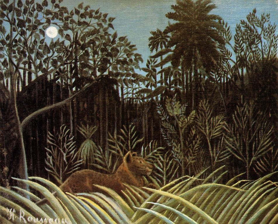 Jungle with Lion  av Henri Rousseau