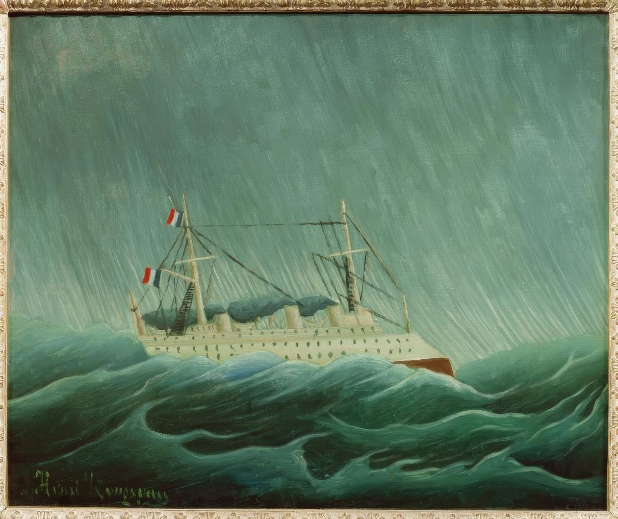 Skeppet i stormen (Storm över havet) av Henri Rousseau
