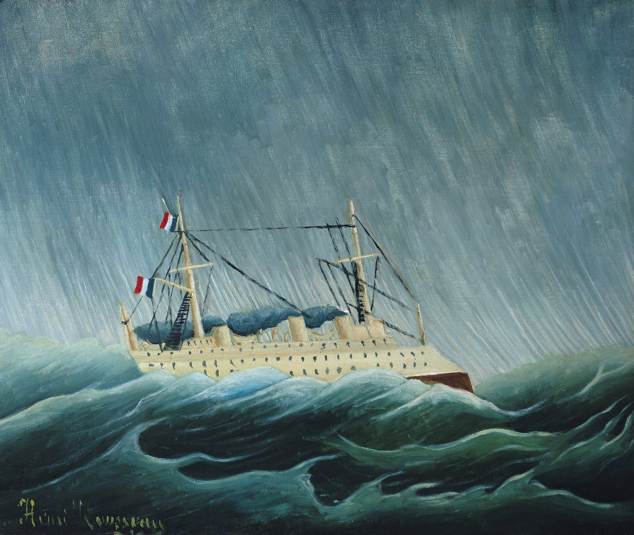Det stormkastade fartyget, ca 1899 (se även 309521) av Henri Rousseau
